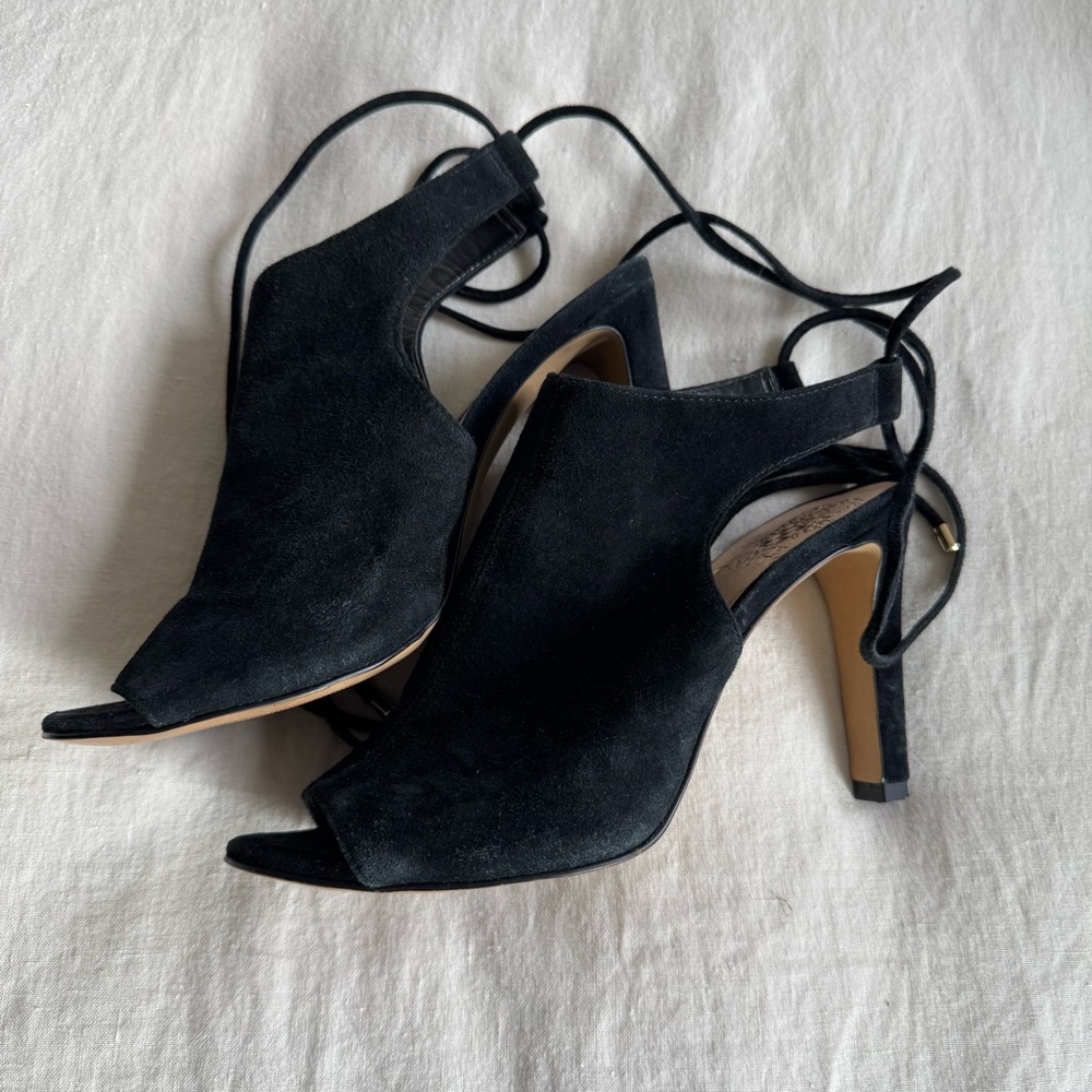 Vince Camuto Black Slingback Heels with Peep-Toe